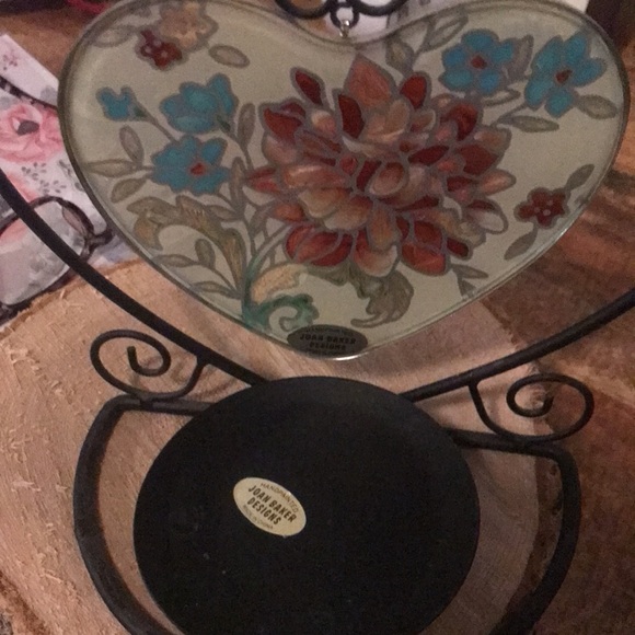 Joan baker stain glass flower design sun catcher with candle holder. - Picture 3 of 5